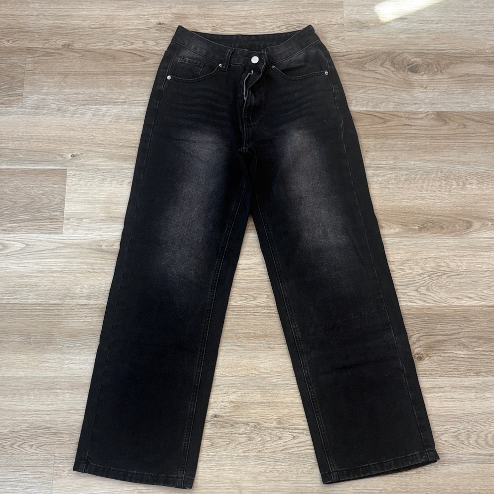 Elegant Black Wide Leg Women's Jeans